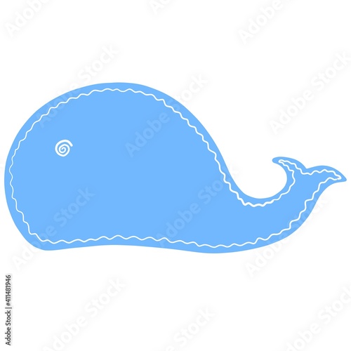 cute whale clipart, sticker with cartoon character, vector illustration, childish design