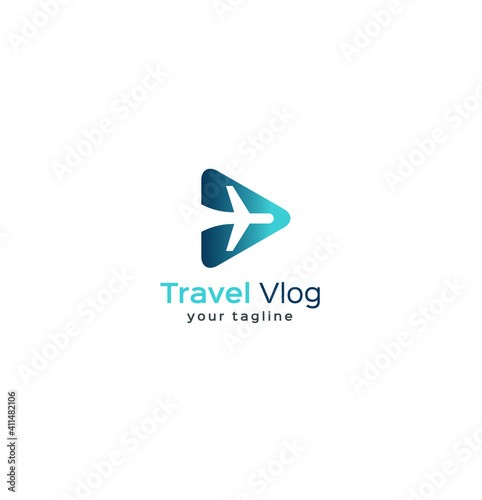 Travel vlog play button logo design