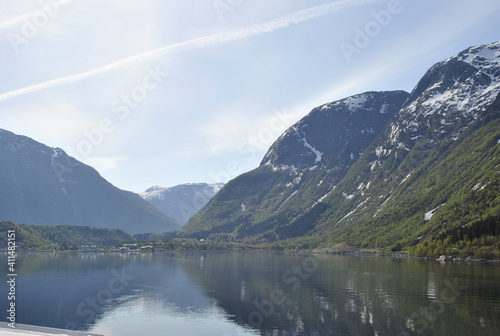 Sky mountains and sea view at norway