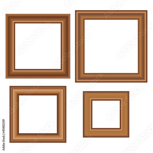 Set of squared golden vintage wooden frame for your design. Vintage cover. Place for text. Vintage antique gold beautiful rectangular frames. Template vector illustration.