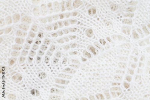 White openwork knitted fabric for background