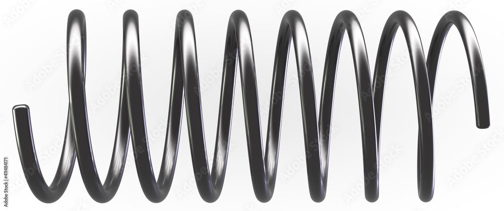 Metal spring close up. Design element. Isolated on white.