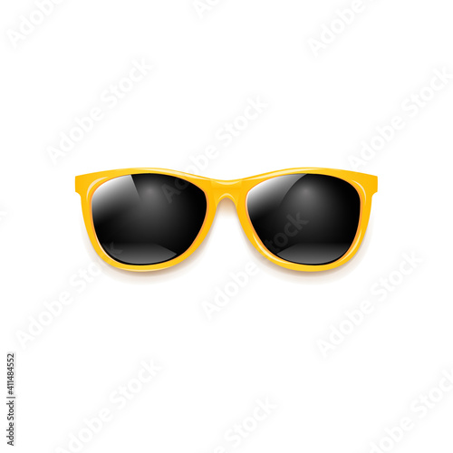 Yellow Sunglasses With White Background With Gradient Mesh, Vector Illustration