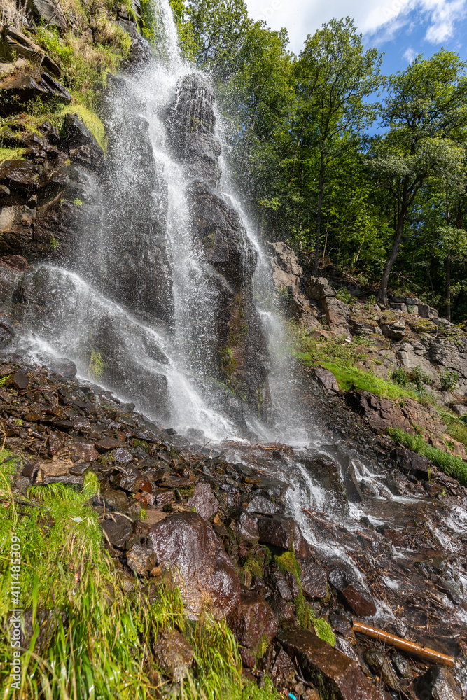 Fototapeta premium Trusetaler waterfall near Brotterode-Trusetal in Thuringia