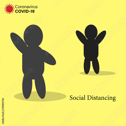 Stop people groups, No gathering, Crowd, Keep a distance to socialize to minimize transmission of the corona virus/COVID-19, Vector illustration design