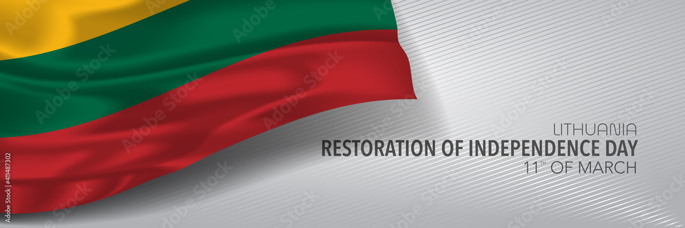 Lithuania restoration of independence day vector banner, greeting card Lithuania restoration of independence day vector banner, greeting card