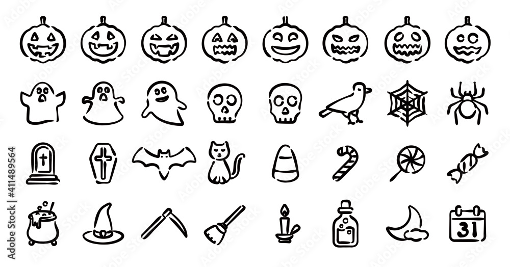 Halloween Icon Set (Hand-drawn line version)