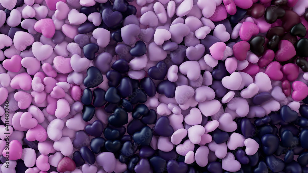 Multicolored Heart background. Valentine Wallpaper with Pink, Magenta and Navy Blue love hearts. 3D Render Multicolored Heart background. Valentine Wallpaper with Pink, Magenta and Navy Blue love hearts. 3D Render