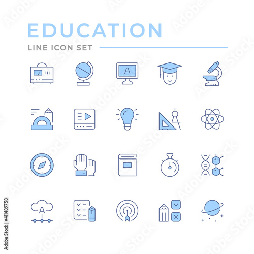 Wallpaper Mural Set color line icons of education Torontodigital.ca