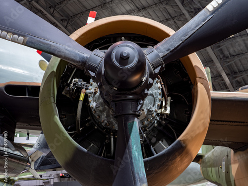 Isolated Shot of a Propeller Airplane Engine