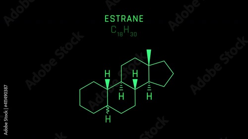 Estrane Molecular Structure Symbol Neon Animation on black background photo