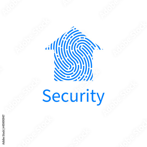 Home security. House with fingerprint icon