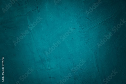 Wall blue background for insert object. Space in texture for text and object.