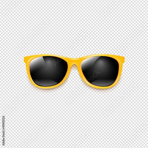 Yellow Sunglasses With Transparent Background With Gradient Mesh, Vector Illustration