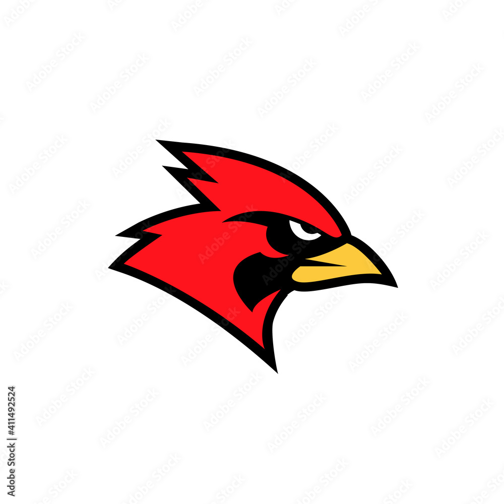 Obraz premium cardinal bird red logo with black background icon design vector illustration
