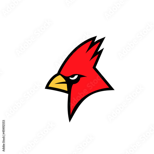 cardinal bird red logo with black background icon design vector illustration