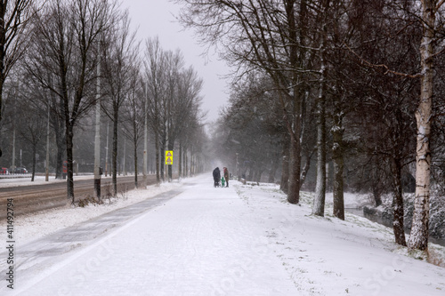 First Day Snow At The Middenweg Street At Amsterdam The Netherlands 7-2-2021