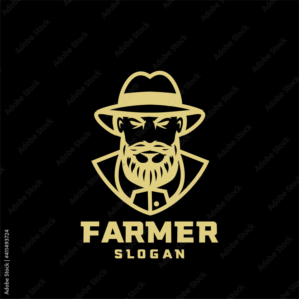 black gold Columbia south america coffee farmer character logo icon design cartoon