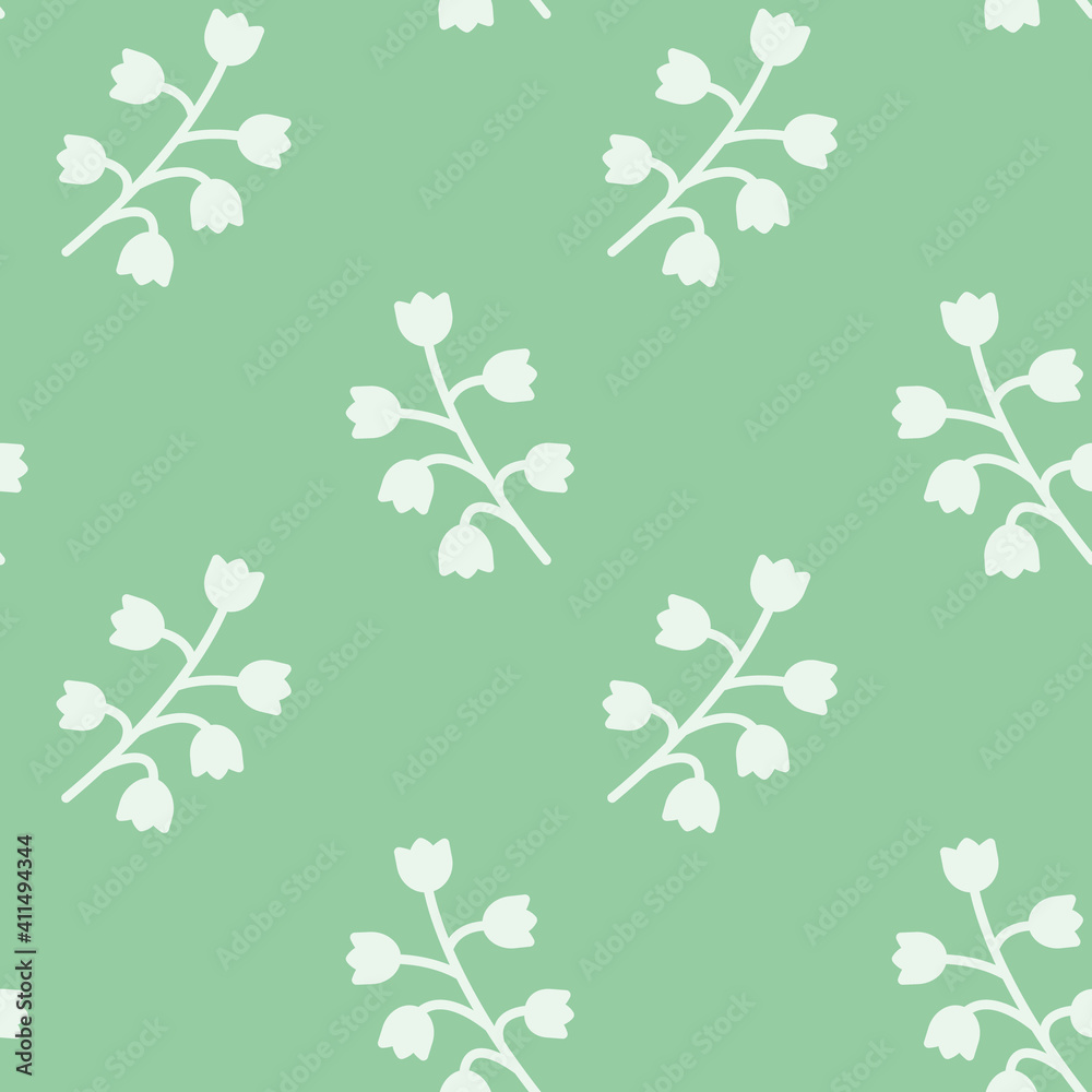 Seamless pattern with Lily of the valley. Floral background. For decor and design of fabric, paper, packaging, Wallpaper Seamless pattern with Lily of the valley. Floral background. For decor and design of fabric, paper, packaging, Wallpaper
