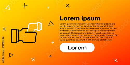 Line Digital contactless thermometer with infrared light for medical examination icon isolated on yellow background. Checking body temperature. Colorful outline concept. Vector.