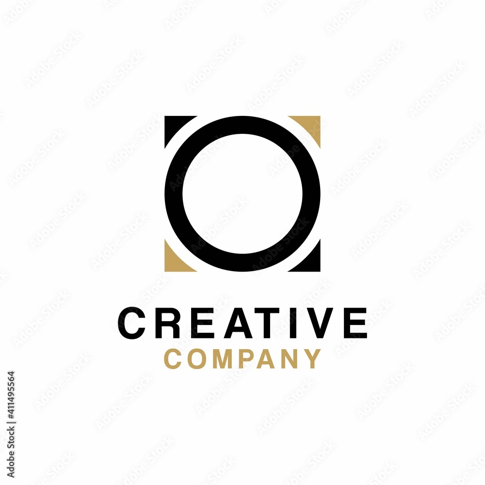 Initial O logo design using circle and square Initial O logo design using circle and square