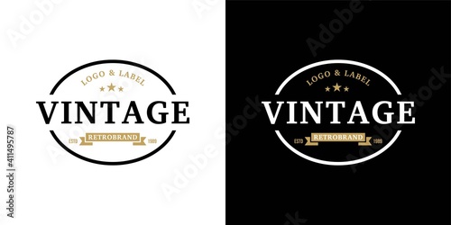 Classic Vintage Retro Label Badge logo design for cloth apparel