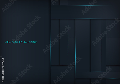 Abstract background dark blue stripes paper cut layer style with lighting.
