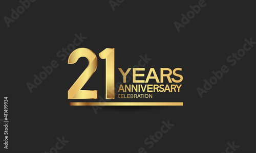 21 years anniversary celebration with elegant golden color isolated on black background can be use for special moment, party and invitation event