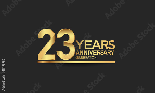 23 years anniversary celebration with elegant golden color isolated on black background can be use for special moment, party and invitation event