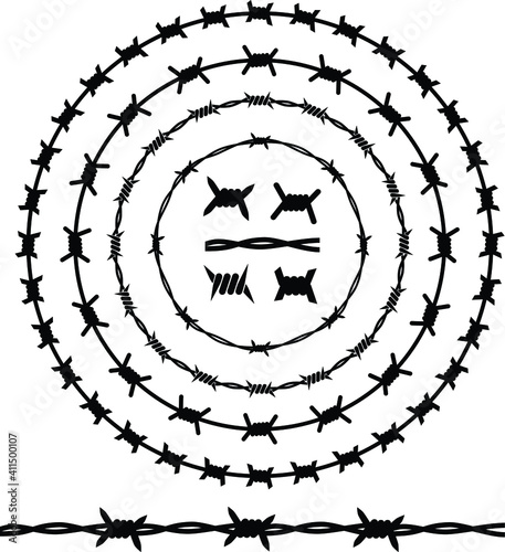 collection of barbed border on white background