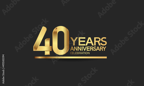 40 years anniversary celebration with elegant golden color isolated on black background can be use for special moment, party and invitation event