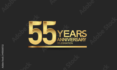 55 years anniversary celebration with elegant golden color isolated on black background can be use for special moment, party and invitation event