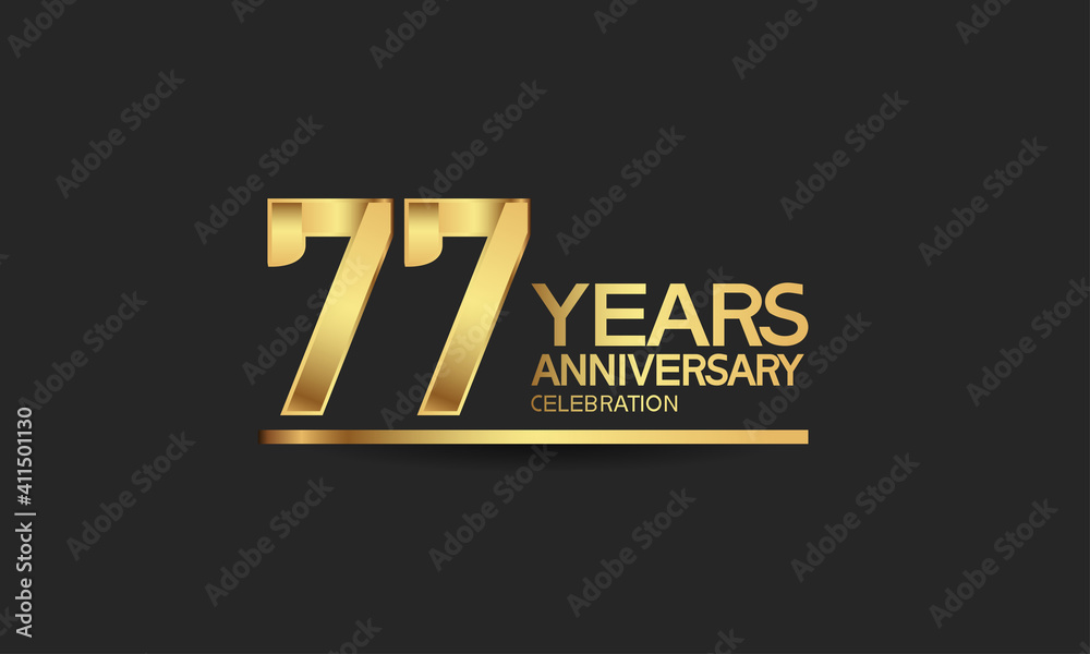 77 years anniversary celebration with elegant golden color isolated on black background can be use for special moment, party and invitation event 77 years anniversary celebration with elegant golden color isolated on black background can be use for special moment, party and invitation event
