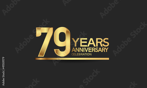 79 years anniversary celebration with elegant golden color isolated on black background can be use for special moment, party and invitation event