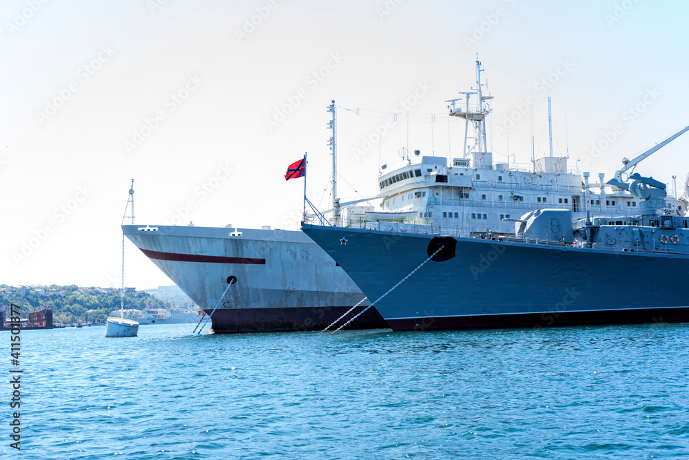 Black Sea Fleet of Crimea, Russia, hot summer waves and blue sky Black Sea Fleet of Crimea, Russia, hot summer waves and blue sky