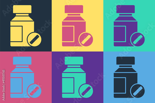 Pop art Sedative pills icon isolated on color background. Vector.