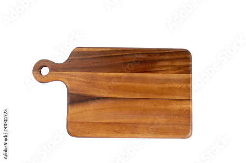 Wooden cutting board on a white background