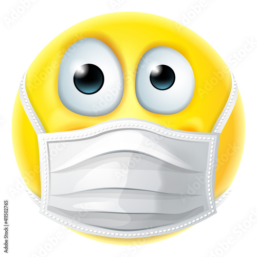 An emoji or emoticon face wearing PPE medical mask