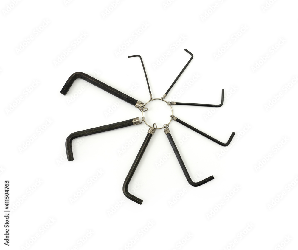 Set of Black hexagon spanners isolated on a white background Set of Black hexagon spanners isolated on a white background