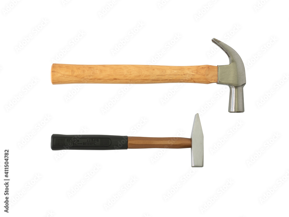 Various hammers isolated on white background Various hammers isolated on white background