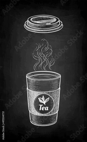 Chalk sketch of hot tea.