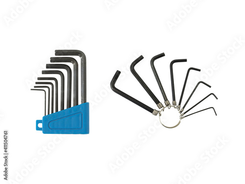 Set of Black hexagon spanners isolated on a white background