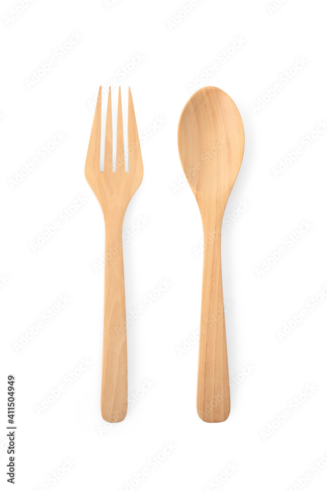 Top view spoon and fork isolated on white background. Top view spoon and fork isolated on white background.