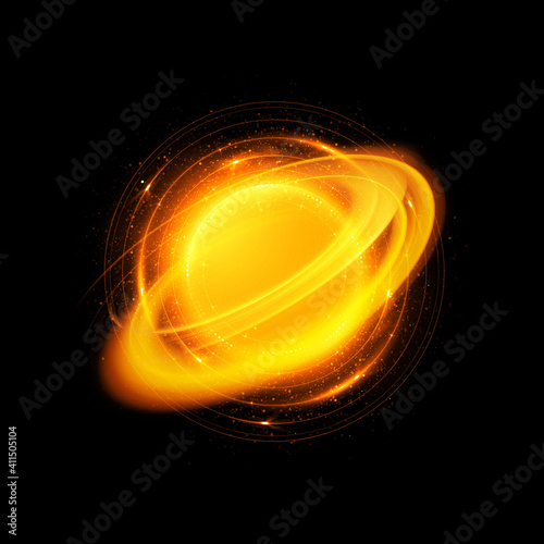 Vivid abstract background. Beautiful design of rotation frame.  .Mystical portal. Bright sphere lens. Rotating lines. Glow ring. .Magic neon ball. Led blurred swirl. Spiral glint lines. HUD © rybindmitriy