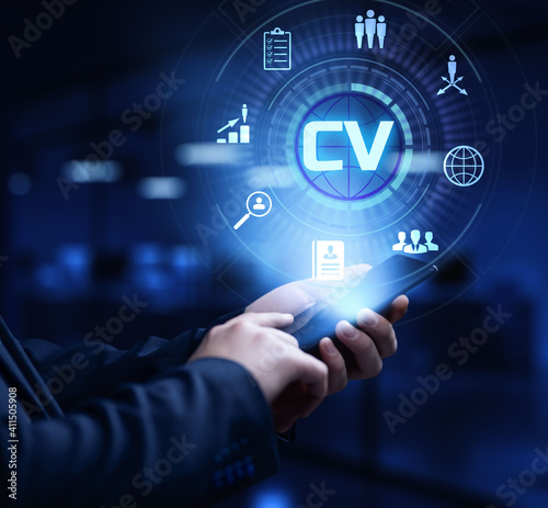 Send CV Curriculum Vitae resume job search hiring employment business concept
