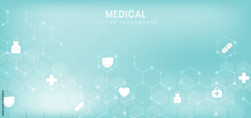 Abstract blue hexagon pattern background.Medical and science concept and health care icon pattern. Abstract blue hexagon pattern background.Medical and science concept and health care icon pattern.
