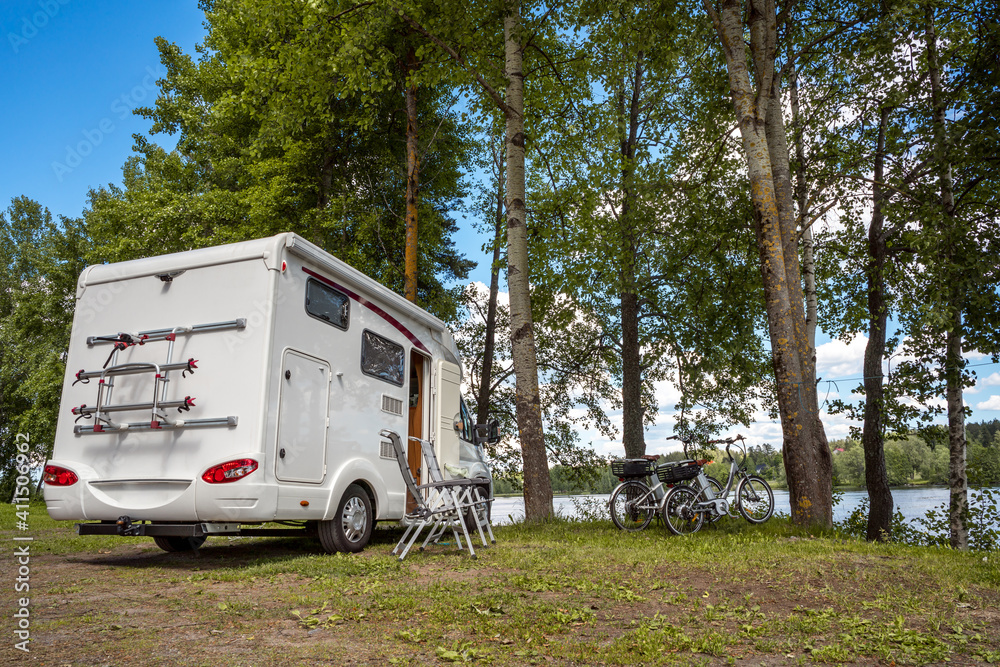 Family vacation travel RV, holiday trip in motorhome Family vacation travel RV, holiday trip in motorhome