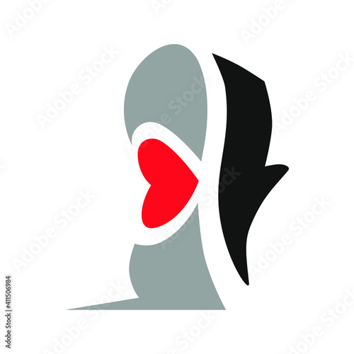 Sports running shoe heart symbol on white backdrop. Loving sport concept