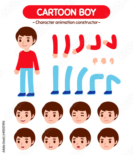 Cute cartoon boy animation set