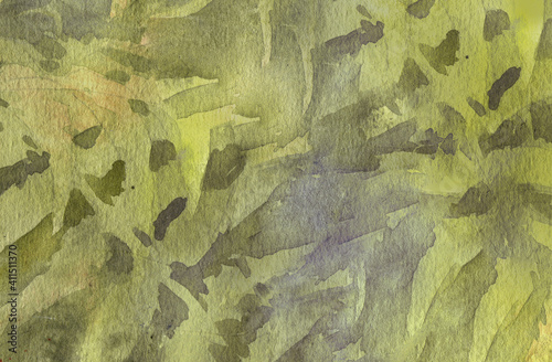 Watercolor abstract texture on paper  color green grass